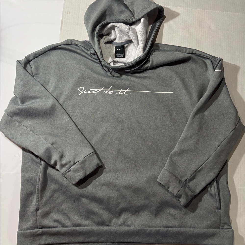 Nike Just Do It Gray Men's pullover long sleeve Hoodie size xxl